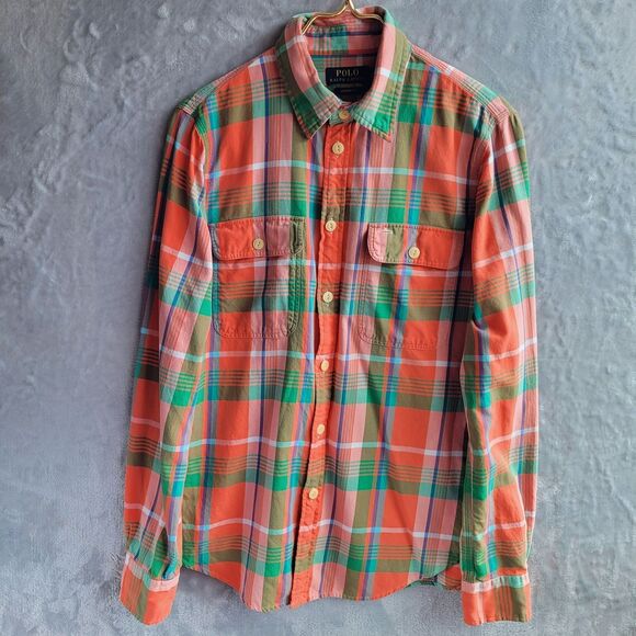 POLO RALPH LAUREN Plaid Button Down Shirt SIze L Cotton Custom Fit Colorful - Picture 4 of 9